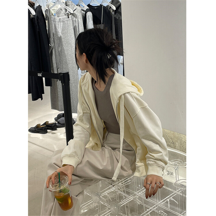 New year in early spring! [clean space] Harajuku hooded solid color long sleeve casual jacket 27707# CLS