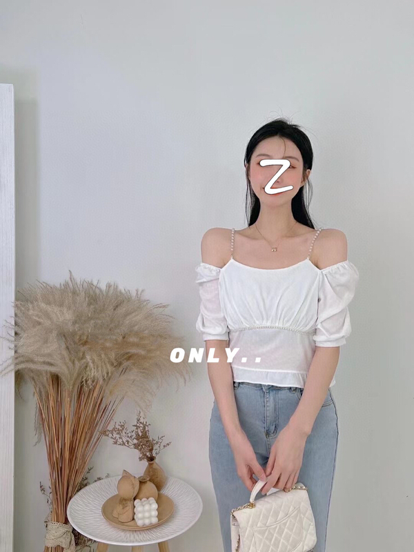 New in early summer! [only] one shoulder fashion slim shirt (with detachable shoulder strap) 581# JJ