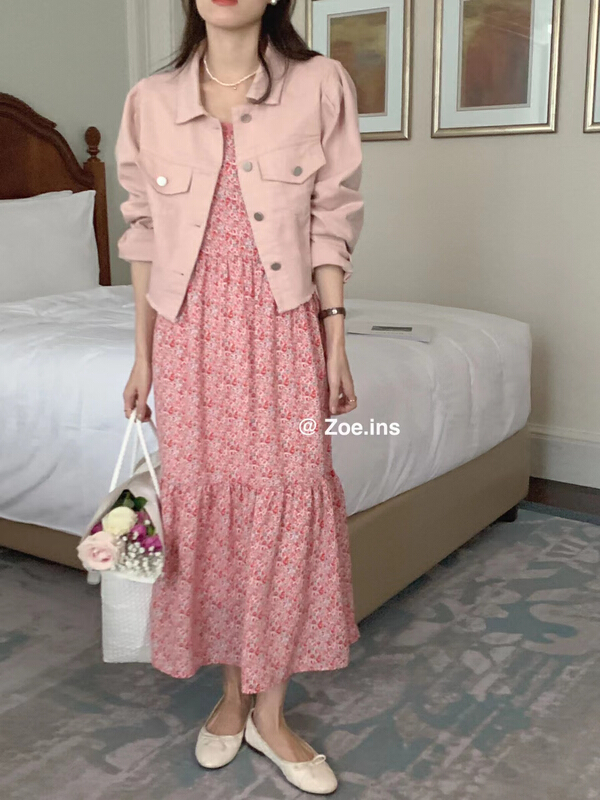 goods in stock! New year in early spring! [Zoe Zoe] floral versatile fashion dress c89# L