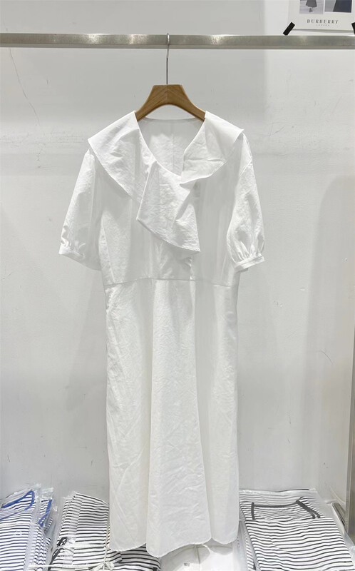 [td] temperament lotus leaf collar medium length dress c005981# XJ