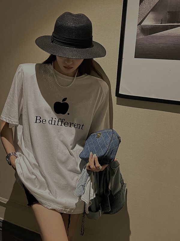 [Wu / u] letter print fashion short sleeve T-shirt (excluding necklace) w511# LSL