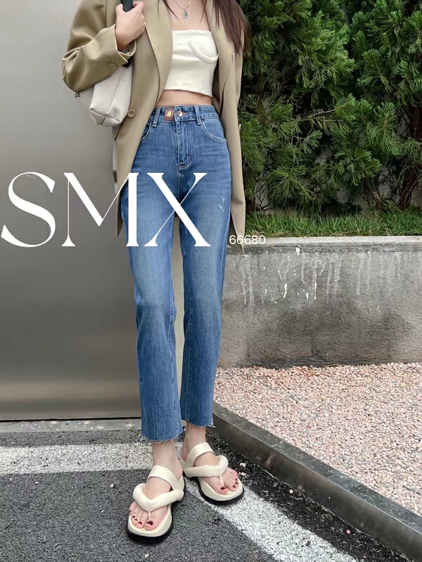 早春上新!【SMX】韓版洋氣直筒牛仔褲  66680#  XJ