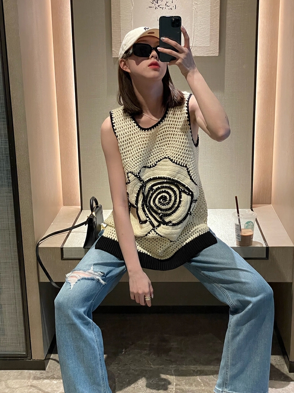 [pan] minority design style Beige Hand Crocheted vest / sling 00473# PCZ