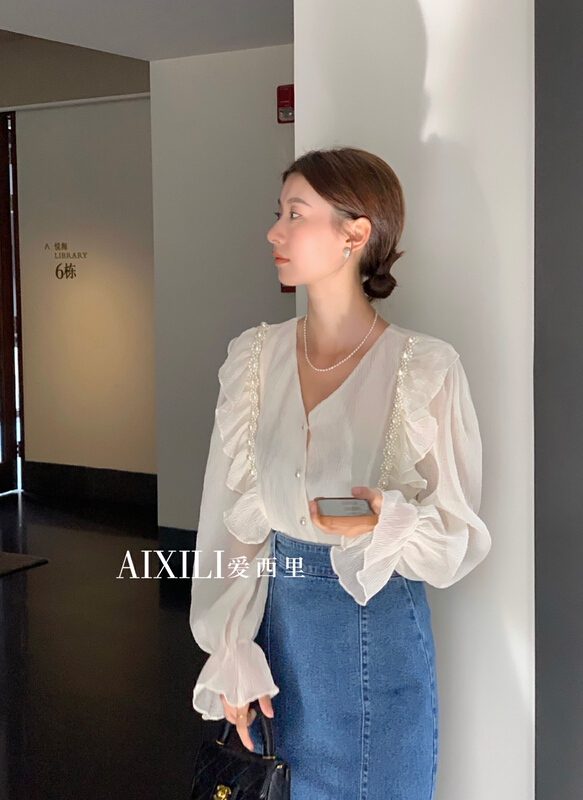 New year in early spring! [aixili aisili] simple solid color versatile shirt 6088# ozq