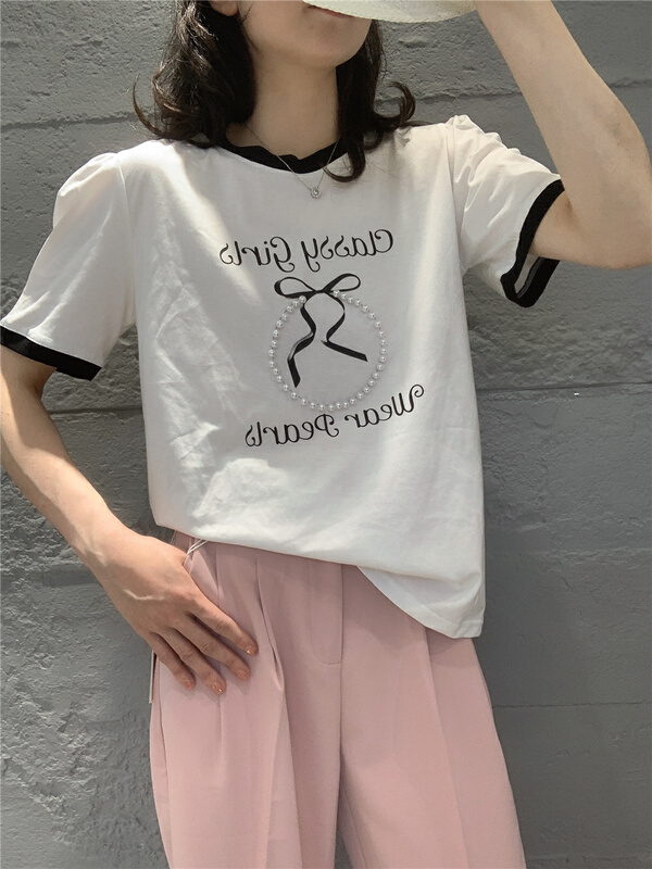 New in early summer! [mm9] Korean loose letter short sleeve T-shirt 26168# XYJ