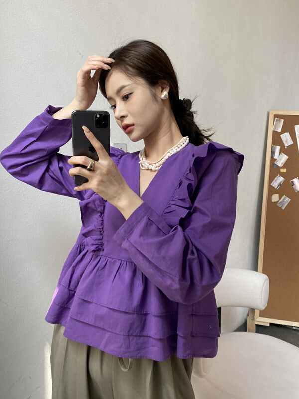 goods in stock! New in early summer! [modern 197] lady Ruffle design blouse 5626-1# zyh