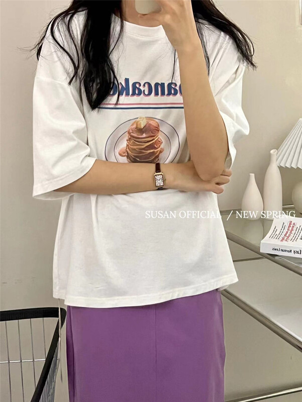 New year in early spring! [Susan] graphic print aging short sleeve T-shirt y580# LSW