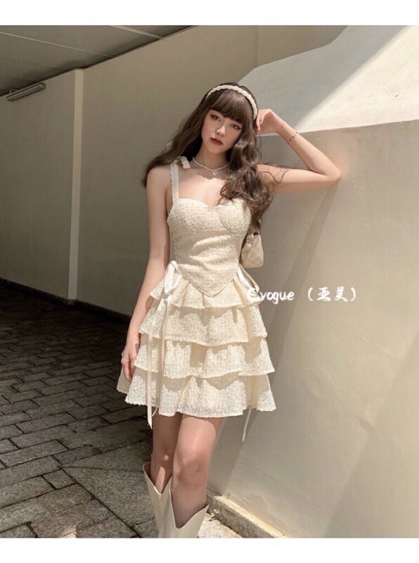 New in early summer! [c.vogue] French gentle minority lace up dress 29830# PCZ