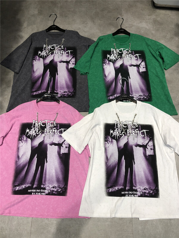 [didi] printed Pullover loose short sleeve T-shirt (with chain) 5135# ozq