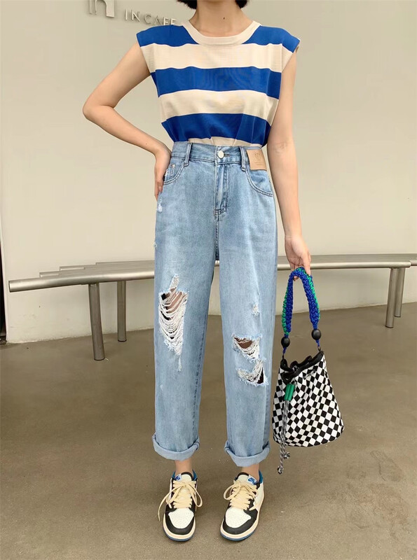 New in early summer! [M8 denim] ripped loose casual jeans 1368# LSL