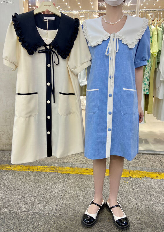 [Mimosa] Korean version of xiaoxiangfeng bubble sleeve dress 1247# hjy