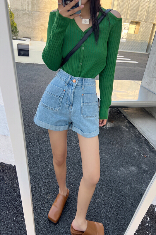 New in early summer! [Mi & Co Wu] Korean versatile front pocket denim shorts c0886# hjy