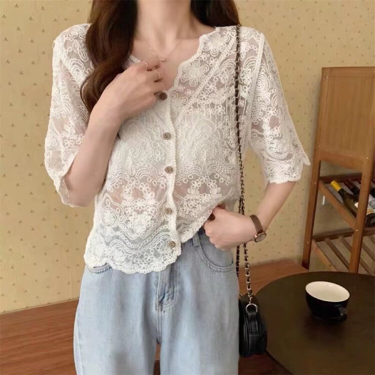 [Hebe] V-neck single breasted comfortable shirt 2166# XYJ
