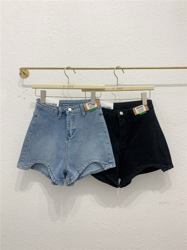 [u.she] Korean personalized versatile denim shorts 86189# cqw