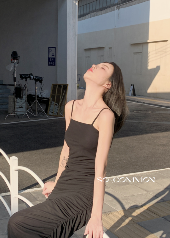 [so common] French elegant fashion long suspender dress 62353# XYJ
