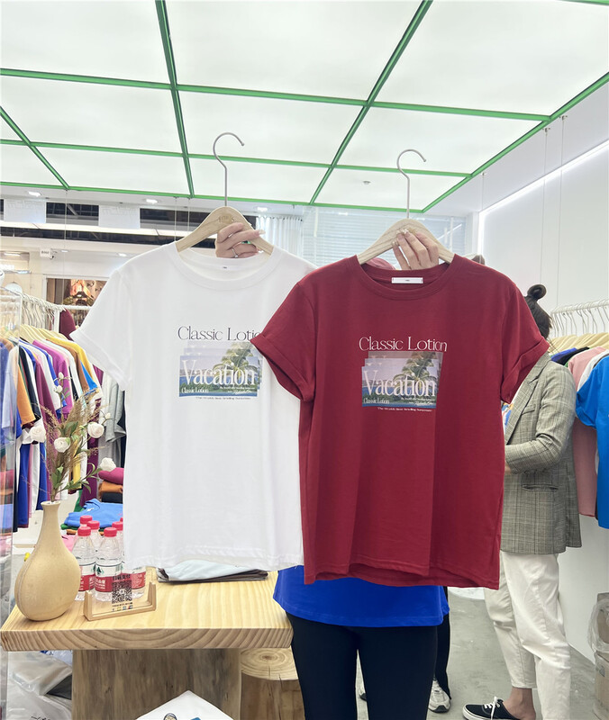 New year in early spring! [1986] Korean fashion landscape painting loose short sleeve T-shirt 322# LSL