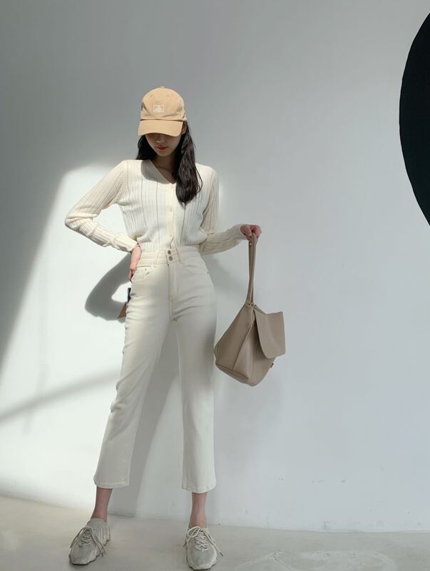 goods in stock! Early winter NEW! [1980] winter cashmere Korean version Beige pipe jeans 62665-1# zyh