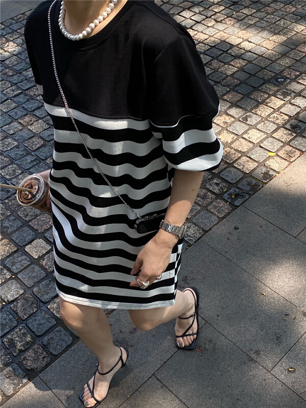 [Hello] striped loose Korean dress (without matching) ys6332# lwy