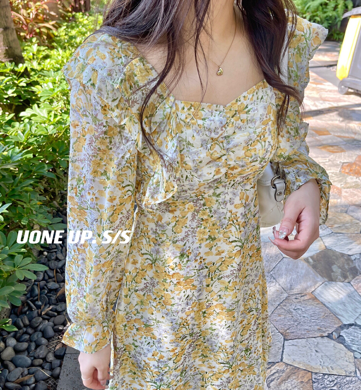 goods in stock! New year in early spring! [uone] fairy fragmentary floral dress with fungus edge 98286# LSL