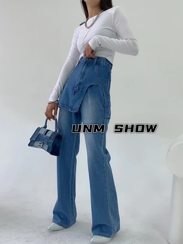 New year in early spring! [unm-show] fake two Korean style personalized jeans 1200# WTT