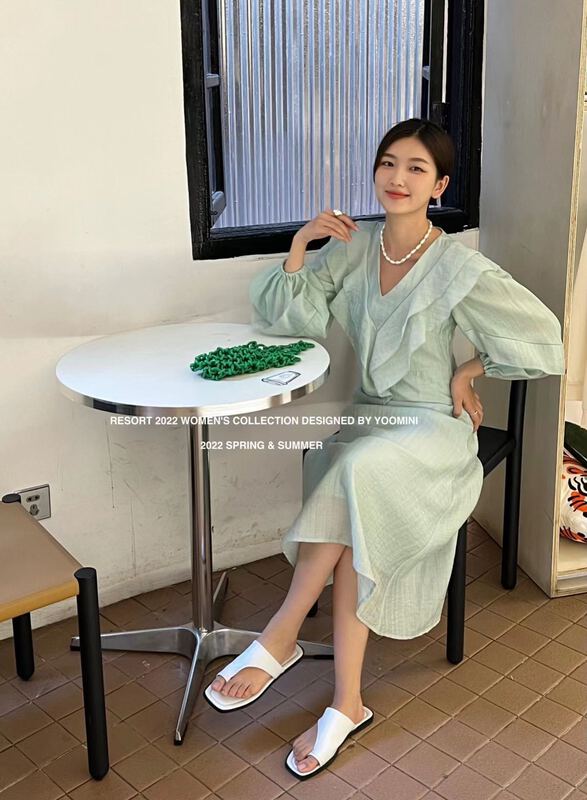 goods in stock! [yoomini] Korean style V-neck dress c12656# WPL