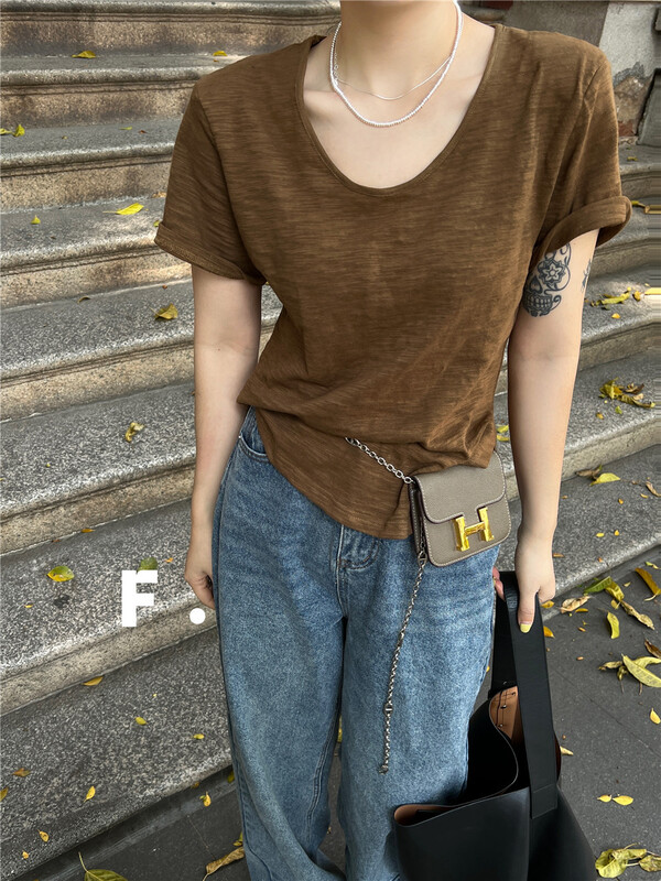 goods in stock! 【F】 Lazy temperament net color short sleeve T-shirt 6038# zxx