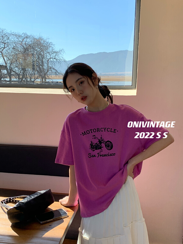 New year in early spring! [onivinage oni] alphabet print ins style short sleeve T-shirt oz222t4497\zxl
