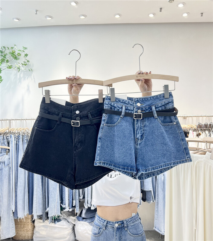 [iris iriisy] Korean casual slim denim shorts (with belt) 6514# LSL