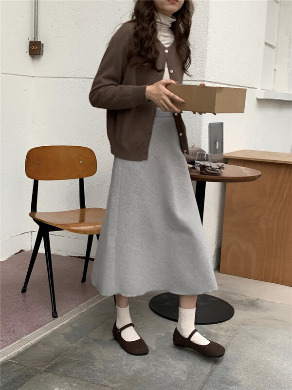 [simnice] retro temperament solid color slim skirt 2111# cqw