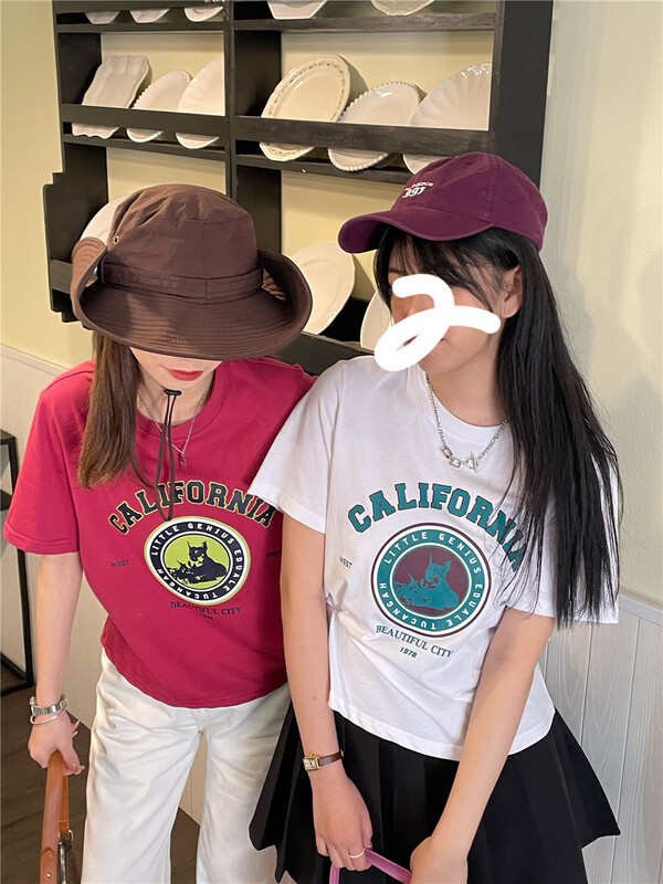 [rich Papa] American retro print round neck short sleeve T-shirt t205# zxx