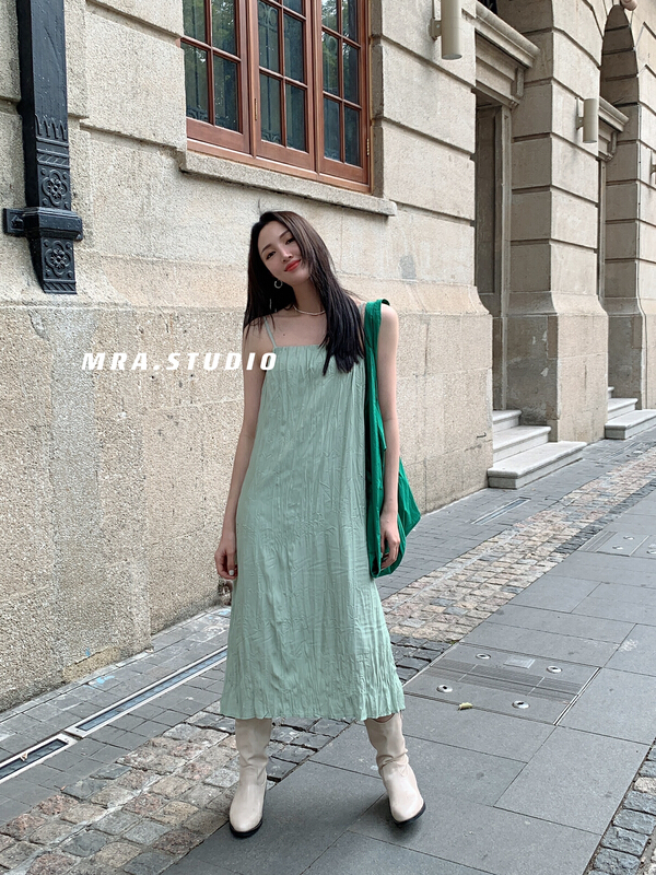New year in early spring! [MRA] Korean style small fresh suspender vintage dress l1057# zxl