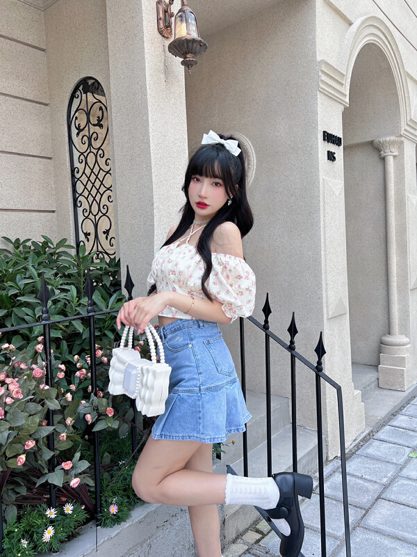 goods in stock! New in early summer! [CXI] sweet and spicy sauce pure desire floral blouse a9101# WPL