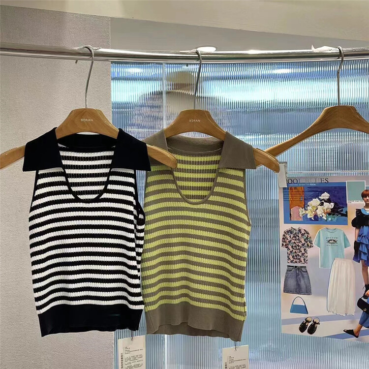 [Boran · Boran] striped Korean style vest / sling 22b7388# LSW