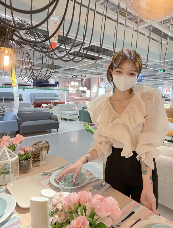 [X.C] sweet V-neck Ruffle bubble sleeve blouse 536# WPL