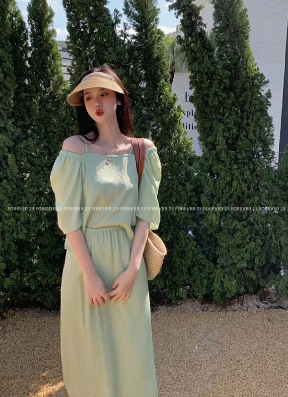 [forever23] design sense versatile blouse + high waist simple skirt suit 751# hjy