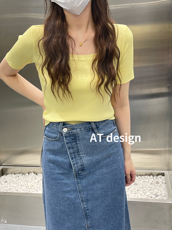 New in early summer! [at] simple solid color versatile T-shirt 2216# LSL