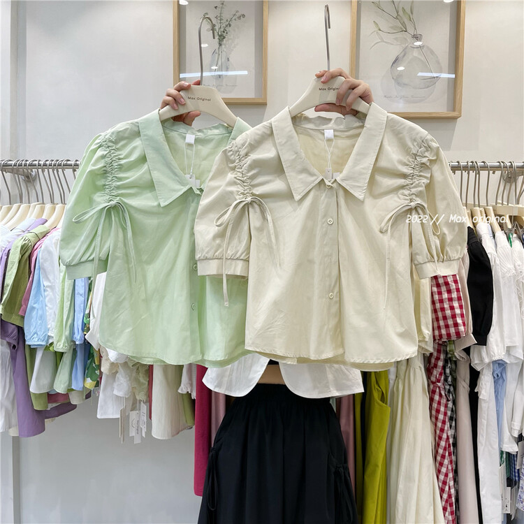 [Max original] Korean style bubble sleeve short shirt 98159# HBx