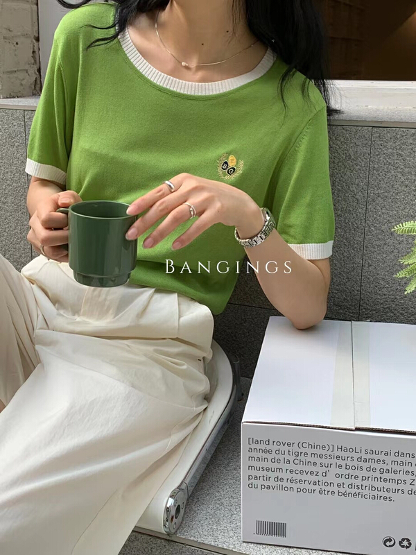 [bangings] contrast color foreign style fashion sweater 22wsa0239# CLS