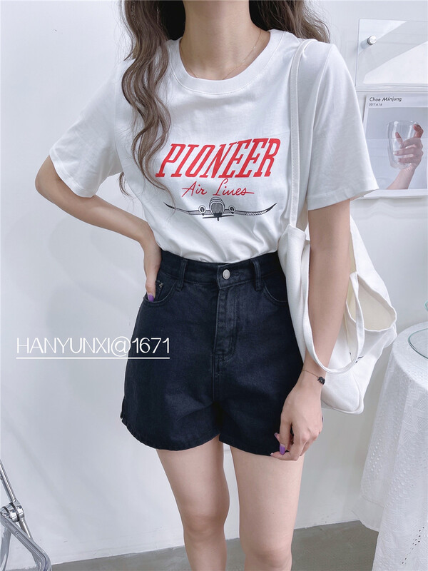 [Han Yunxi] Hanfeng aircraft letter design Short Sleeve T-shirt 1671# CLS