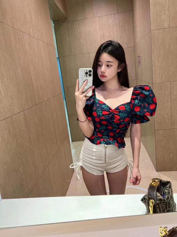 [Dan Ling] one shoulder printed ladies' blouse 1059# PCZ