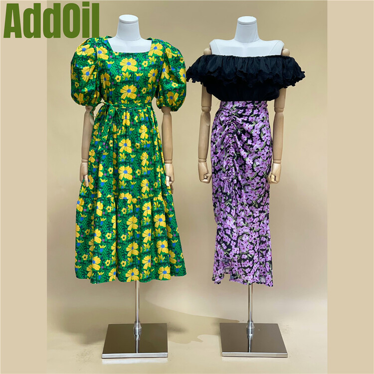 [addoil] bubble sleeve floral print dress 3322# zxl