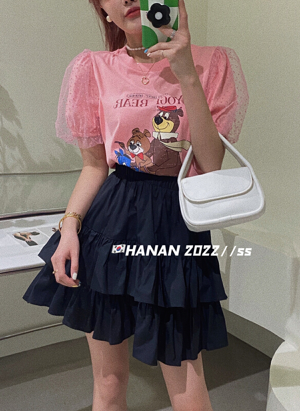 [Hanan] Korean fashion cartoon short sleeve T-shirt 6951# LSL