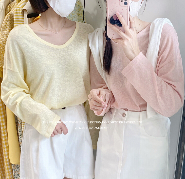 Original price 48.50! [teem ing] Korean daily commuting versatile long sleeve T-shirt 22t081a# hjy
