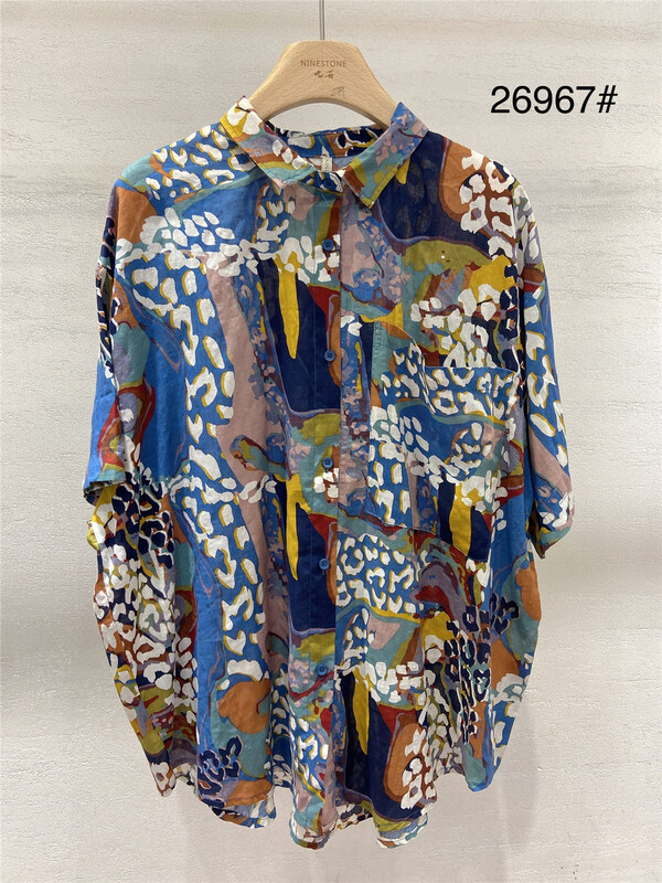 [ninestone Jiushi] Korean single breasted comfortable shirt 26967# L
