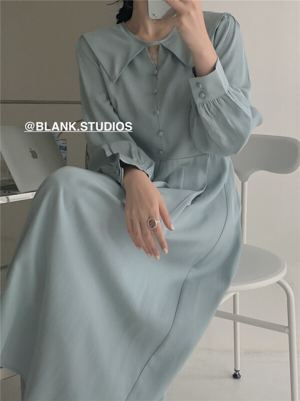 [blank] Korean bubble sleeve pleated lady dress 512002# jhy