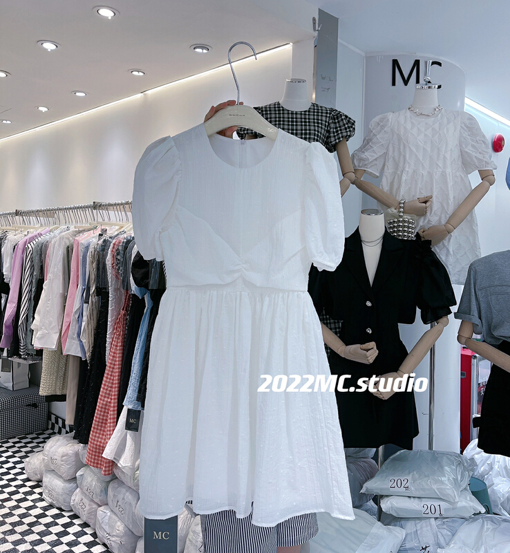 goods in stock! New in early summer! [MC] round neck waist closing lady dress 8872-1# ozq
