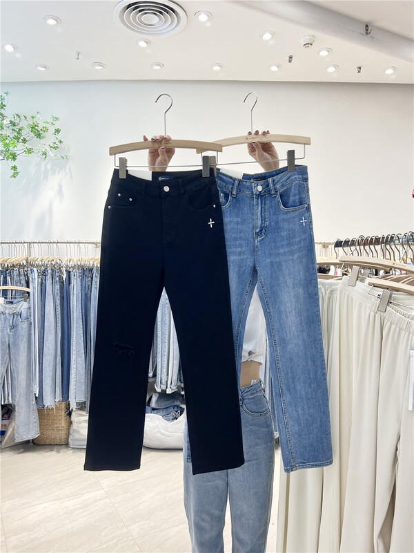 [iris iriisy] niche cross print skinny jeans 6521# LSL