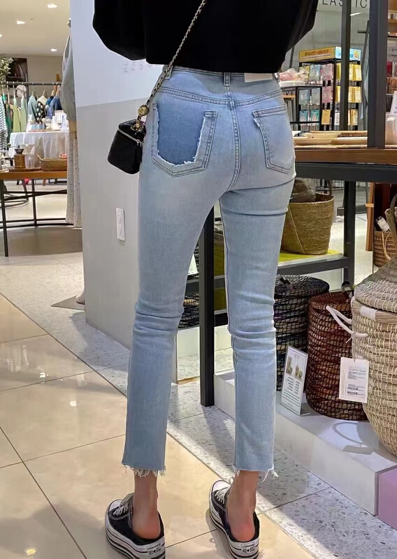 [x2 Fansi feather] high waist thin pencil legged jeans 6120# WTT