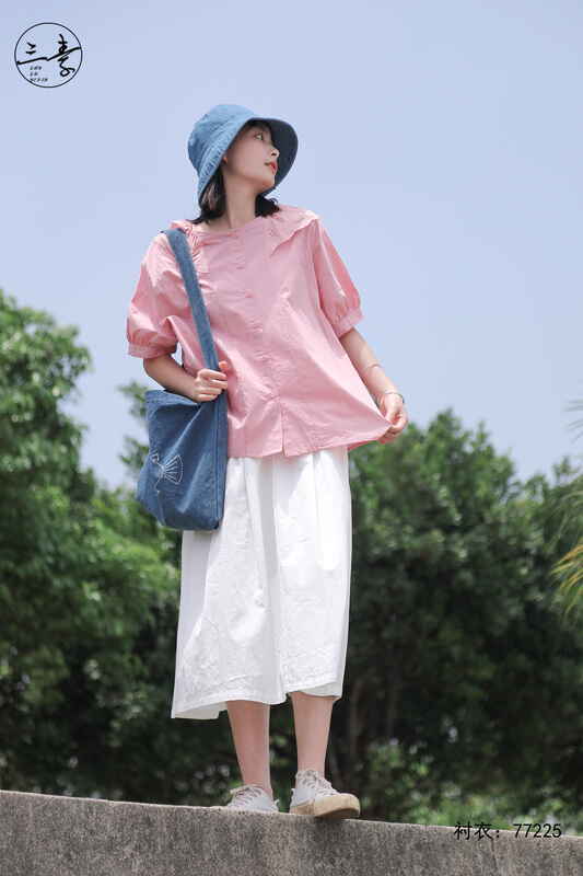 [original three element clothes] simple casual shirt 77225