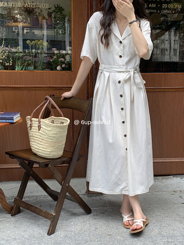[6-up] Korean style lady dress (with belt) 68111# XJ